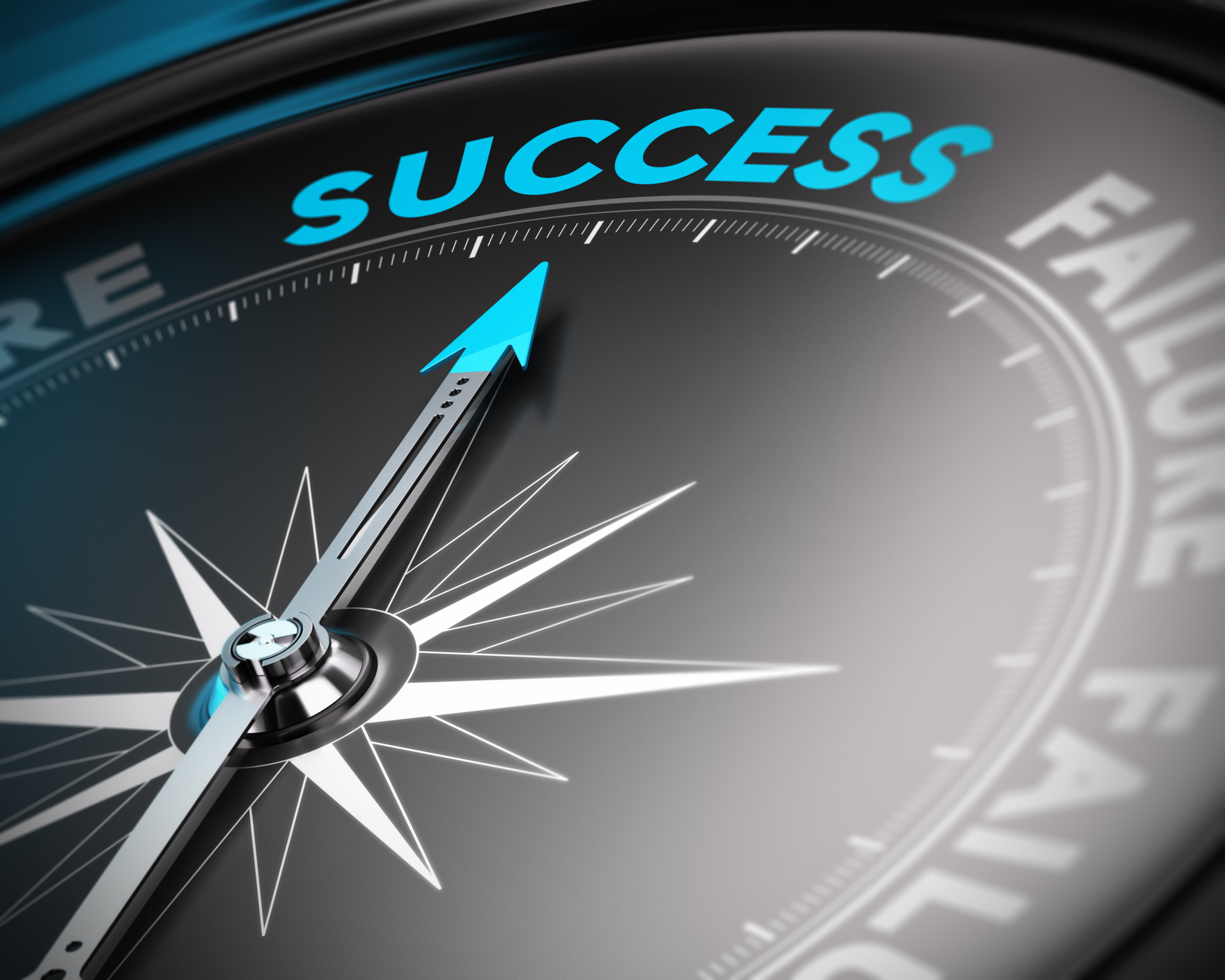 Compass pointing to "Success" instead of "Failure," direction for personal coaching.